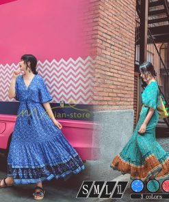 マキシ | 夏ワンピース ロングワンピース 五分袖 フレアワンピース 落ち感 涼しい 大人 30代40代 お呼ばれワンピース 旅行 花柄 プリント ビーチ 腰調節 50代