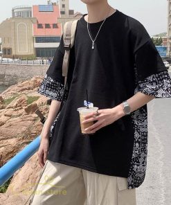 Tシャツ | メンズ 半袖 シンプル 半袖tシャツ クルーネック カジュアル 重ね着風 切り替え カッコウイイ 夏新作 カットソー ゆったり 20代 40代 体型カバー 30代