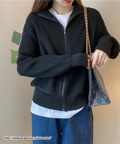 カーディガン | ニットレディース トップス リブニット ジップアップ ハイネック 羽織り 長袖 カーディガン ジャケット ライトアウター ニット セーター