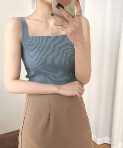 Tシャツ・カットソー | リブニット タンクトップ スクエアネック