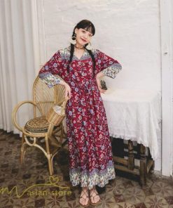 マキシ | マキシワンピース 春 夏 秋 レディース ワンピース 旅行 7分袖 カジュアル ロングワンピース 40代 花柄 旅行着 ゆったり 20代30代 Aラインワンピース お出かけ