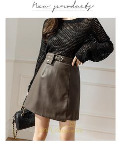 スカート | ミニレディース ミニスカ フェイクレザー ボトムス ハイウエスト タイト 秋冬 スタイリッシュ ベルト付き 可愛い カジュアル 大人 お洒落