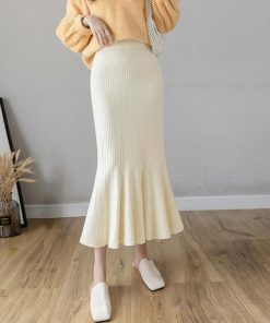 フレアスカート | リブニット マーメイドスカート 春秋冬