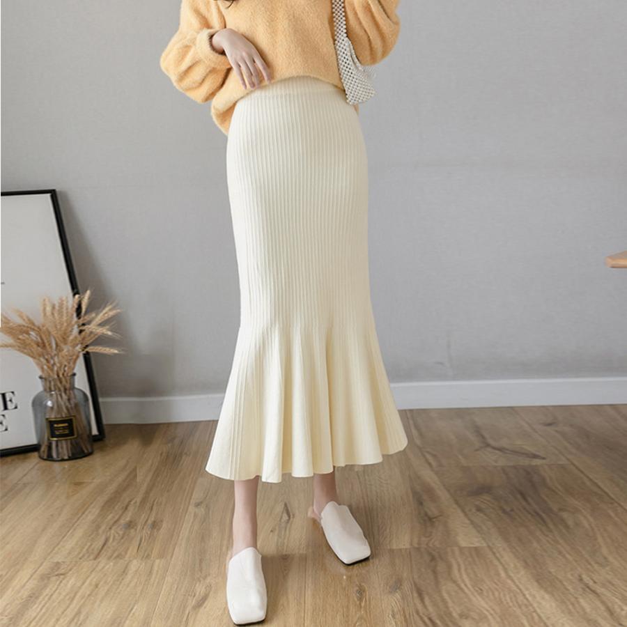 フレアスカート | リブニット マーメイドスカート 春秋冬