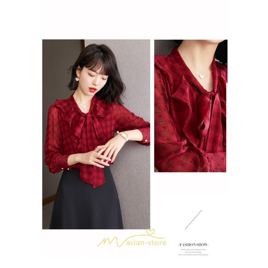 シャツ・ブラウス | シャツ ブラウス 春 秋 冬 シフォン 長袖 レディース フォーマル 通勤 OL オフィス ビジネス カジュアル リボン 綺麗 可愛い おしゃれ 高級感 キレイめ