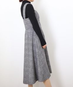 オールインワン | スカート ワンピース ロング 秋冬 チェック ジャンパースカート サロペット オールインワン 大人 グレンチェック