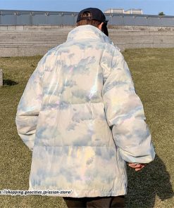 ダウンジャケット | ダウンコート 中綿コート メンズ 絞り染め カッコウイイ フードなし 厚手 秋 冬 暖かい コーデ 大きいサイズ コート スタンドカラー ゆったり 中綿 カジュアル