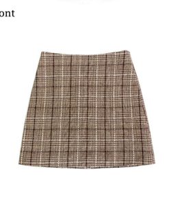 タイトスカート | チェック ミニスカート レディース ハイウエスト Aラインスカート 裏地付きウールスカート