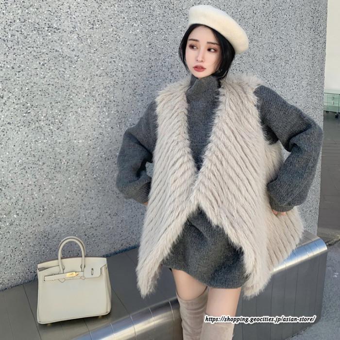ベスト | ボリュームフェイクファーファー毛皮レディース 冬 フェイクファー 毛皮コート アウター ノースリーブ ふわふわ 前開き 秋冬 ジレ