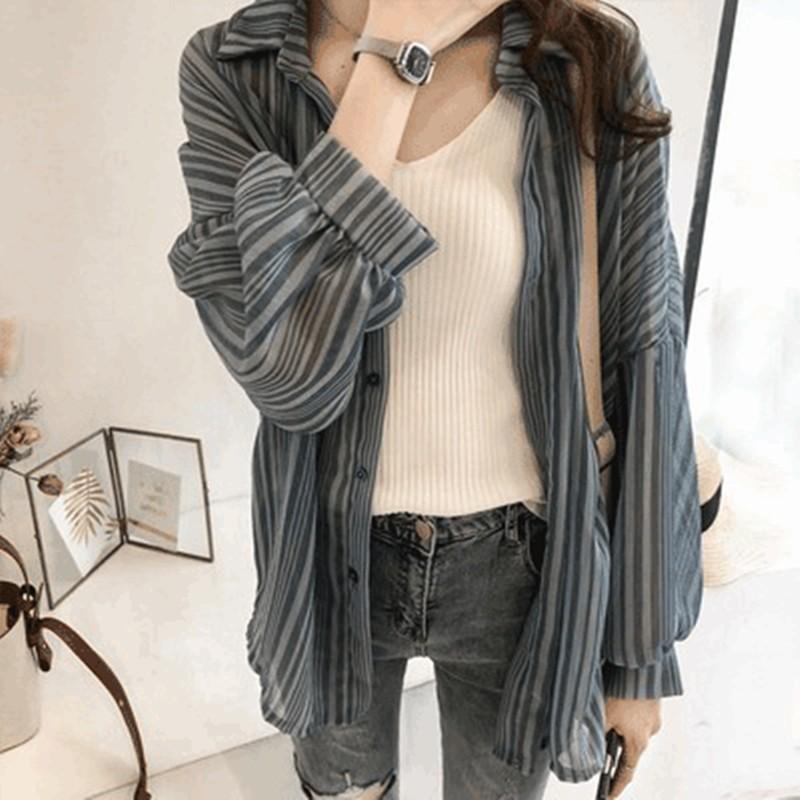 カーディガン | シフォンシャツブラウス 長袖 透け感 冷房対策 日焼け防止 無地 羽織り 体型カバー 大人 通学通勤 夏秋 トレンド フェミニン