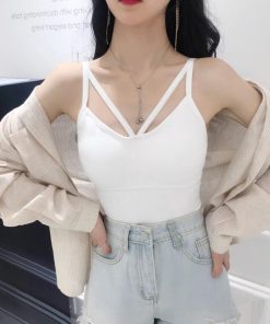 キャミソール | ブラトップ チラ見え 下着 カップ付 ベアトップブラ レディース インナー クロスストラップ ブラキャミ