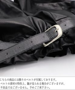 ショートパンツ | ワイド秋冬 レディース PUレザー キュロットパンツ ベルト付き ハイウエスト ウエストゴム