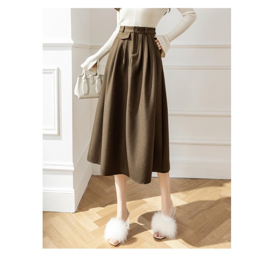 スカート | レディース ロング フレア Aライン 秋冬 ミモレ ハイウエスト 体型カバー キレイめ オシャレ フェミニン 可愛い お出かけ 着痩せ OL 通勤 通学