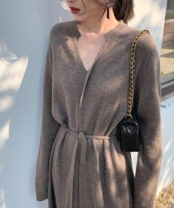 ワンピース | キーネック 大人 おしゃれ ロングワンピ 秋冬 シンプル 上品 ニットレディース セーター暖かい