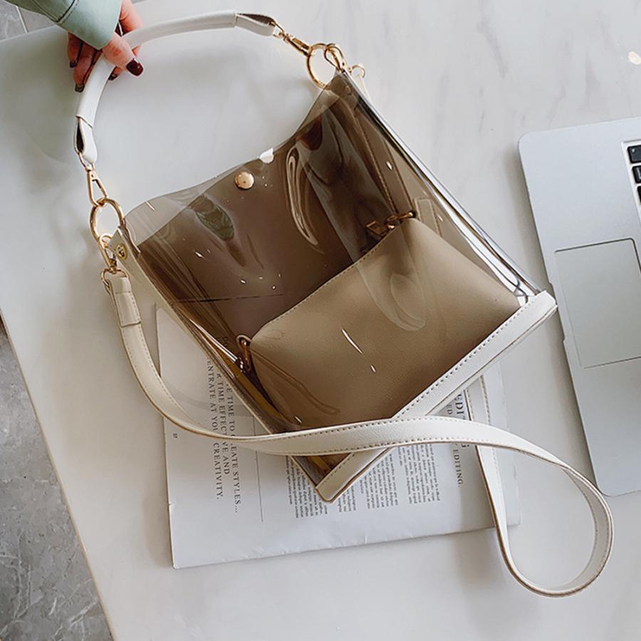 ショルダーバッグ | トートバッグ 斜めがけバッグ 2点セット ポーチ付き レディース クリアバッグ おしゃれ ビニールバッグ 大容量