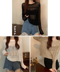 透かし編みトップス | 透かし編み ニットトップス レディース