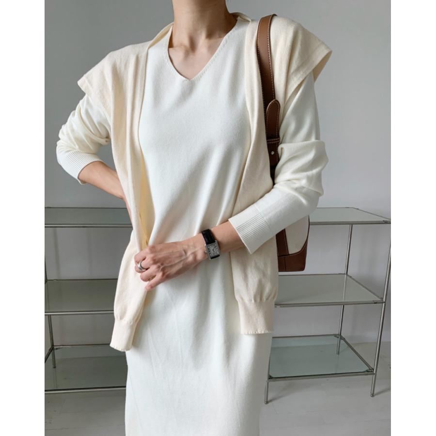 ニットワンピース | ワンピース 秋冬 ロングワンピース ミモレ丈 無地 ゆったり 体型カバー 柔らか 大人 長袖 20代30代 セーター Vネック アウター ニット 50代