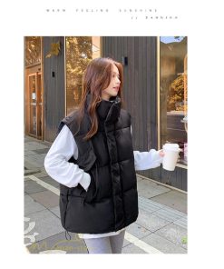 ベスト | ダウンダウン レディース ノースリーブ 秋冬 コーデ 着回し 暖かい スタンドネック 着痩せ 20代 30代 大きいサイズ 黒 韓国風 40代 防寒 白 50代