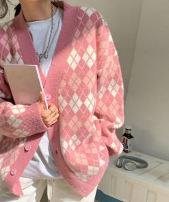 ニット・セーター | アーガイルカーディガン Vネック 長袖