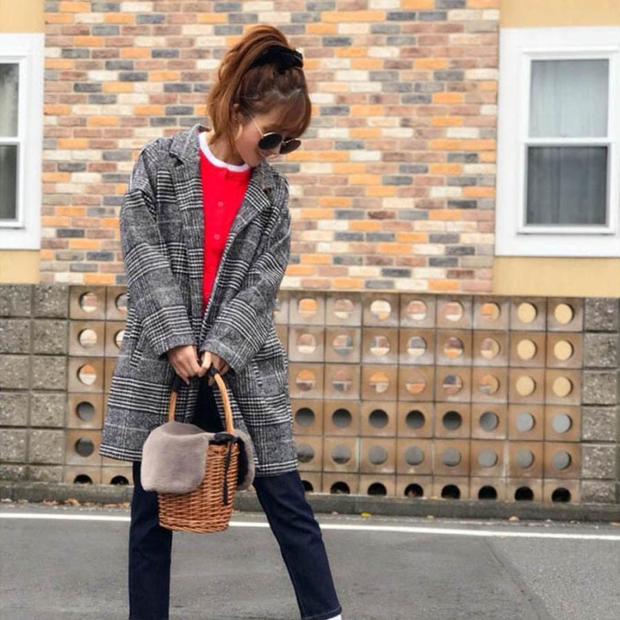 トレンチコート | グレンチェック チェスターコート レディース 冬 千鳥柄コート 中綿コート