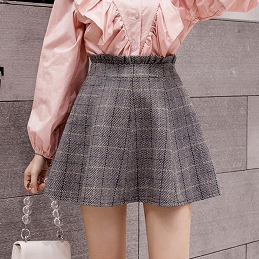 ミニスカート | Skirt ボトムス レディース グレンチェックスカート Aライン 秋冬 フレアスカート