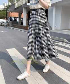 スカート | チェック柄 ロング丈 フレア ボトムス レディース おすすめ おしゃれ ブラック フリーサイズ カジュアル お出かけ 通勤通学 着痩せ 20代30代40代50代