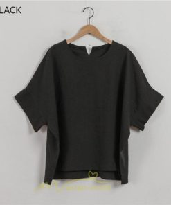 シャツ・ブラウス | ブラウス トップス ｔシャツ 半袖 レディース 体型カバー  シャツ L XL 20代 30代 40代 ママ 50代 60代 大人 丸首 ファッション 新作 夏服 無地 綿麻 ゆったり