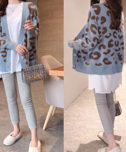 カーディガン | 長袖 レオパード柄 ゆったり ニットレディース カジュアル 羽織り おしゃれ ニットトップス ヒョウ柄 きれいめ