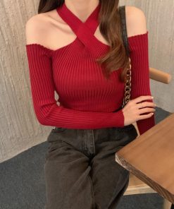 Tシャツ・カットソー | ニットトップス ホルターネック 肩出し