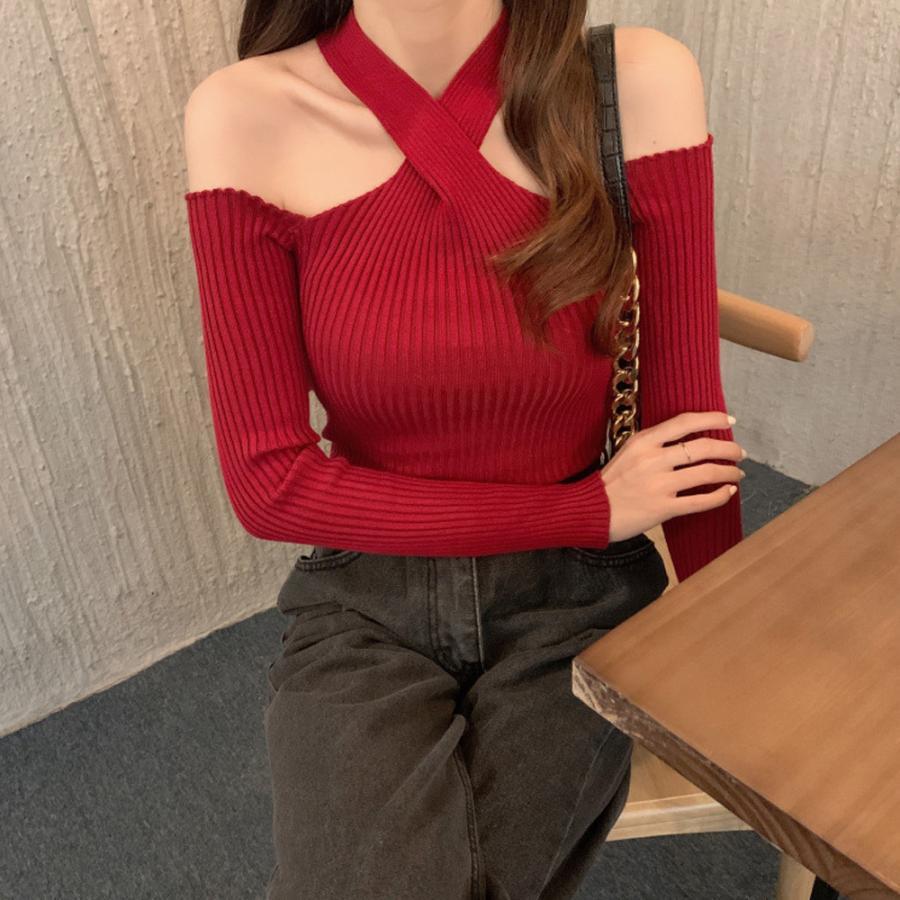 Tシャツ・カットソー | ニットトップス ホルターネック 肩出し