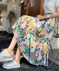 スカート | フレアミモレ丈 Aライン ウェストゴム 花柄 ロング 体型カバー レディース きれいめ 20代30代40代 通勤通学 上品 カジュアル マキシレトロ風