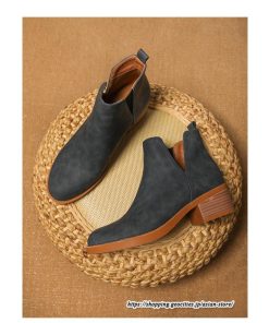 ショートブーツ | 大きいサイズ26.5cm レディース 上品 ブーツ 秋冬 春 チャンキーヒール 太ヒール シンプル 黒ブーツ ミドルヒール 大人 スリッポン ブーティー