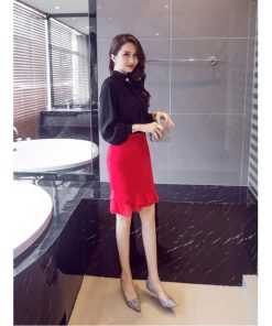 スカート | タイトマーメイドハイウエスト セクシーヒップアップ 膝丈無地 黒 オフィス 30代40代 50代 フォーマル