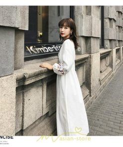 マキシ | ワンピース レディース エスニック風 ボヘミアン ロング丈 ロングワンピース 派手 ゆったり 民族風 長袖 綿麻 リゾート夏 海デート 海外旅行 丸首 秋 高品質