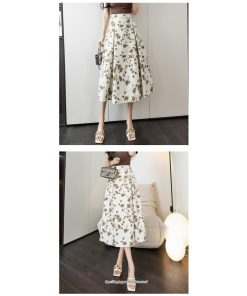 スカート | レディース ロングハイウエスト Aライン 花柄 秋 冬 ボトムス カジュアル 大人 可愛い お出かけ デイリー フェミニン おしゃれ きれいめ