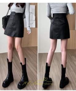 スカート | ミニレディース Aライン タイト フェイクレザー 脚長効果 シンプル ショート丈 カジュアル 着回し オシャレ 通勤 新作 お出かけ