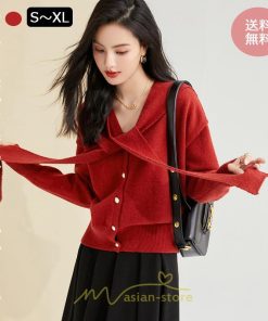 ニット・セーター | カーディガン レディース 春夏 パーカー 秋 長袖 トップス 赤 無地 50代 40代 30代 20代 おしゃれ キレイめ オシャレ 部屋着 あったか お出かけ ニット 着痩せ