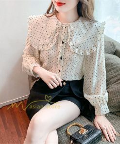 シャツ・ブラウス | ブラウス レディース きれいめ 40代 春夏秋新作 オシャレブラウス 長袖トップス ドット柄フレアブラウス 大人 韓国ファッション シャツ 通勤 20代30代 ゆったり