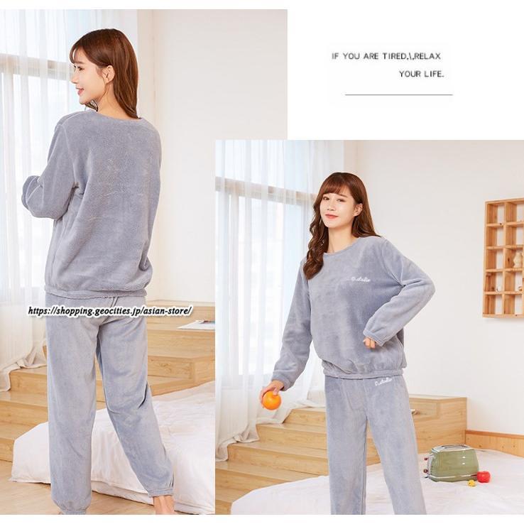 パジャマ ルームウェア | パジャマ ルームウェア レディース 秋冬 モコモコ 長袖パジャマ フランネル ルームウェア 暖かい 上下セット 厚手部屋着 可愛い ホームウェア 寝巻き 室内