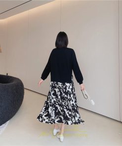 マキシ | ドッキングワンピース 秋 レディース 長袖ワンピース ロングワンピース 切り替えワンピース フェイク レイヤード風 Aラインワンピース お呼ばれワンピース