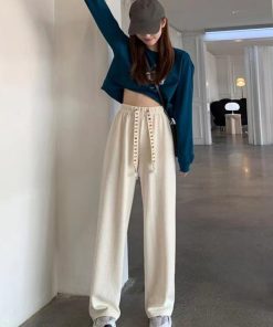 ワイドパンツ | ワッフル調ストレートパンツ レディース夏