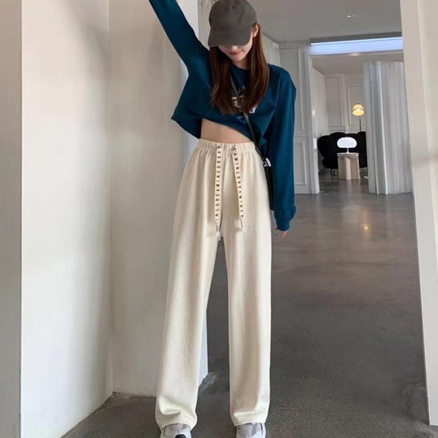 ワイドパンツ | ワッフル調ストレートパンツ レディース夏