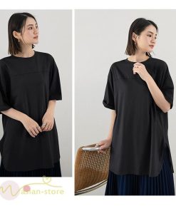 tシャツ・カットソー | カットソー Tシャツ レディース 着痩せ 無地 半袖 クルーネック おしゃれ フリーサイズ 6色展開 裾口スリット 夏新作 柔らか 体型カバー おしゃれ カジュアル