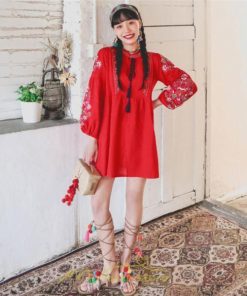 ミニ丈 | ワンピース レディース 長袖 夏秋 きれいめ 大人膝上 リゾート 花柄 おしゃれ 可愛い 通勤 お呼ばれ 綿麻 レトロ がーりー 甘め エスニック風 デート