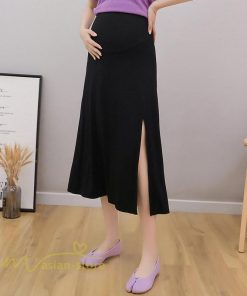 スカート | マタニティ スカートプリーツマタニティロング丈 ミモレ丈 裾口スリット 春 夏 マタニティウェア ウエスト調整 無地 産前産後 着痩せ 上品
