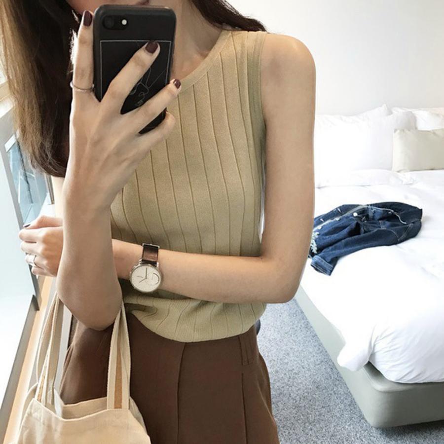 ニット・セーター | ニット サマーニット 春 無地 トップス リブニット タンクトップ レディース