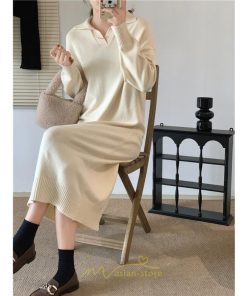 ニットワンピース | ワンピース 春 春服 レディース 長袖 ゆったり vネック 着痩せ 可愛い おしゃれ 大人フェミニン 女子会 通勤 デート お出かけ 秋冬