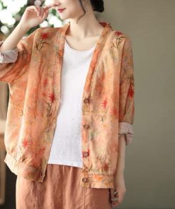 カーディガン | 麻混 レディース 花柄 初秋 リネン カジュアル Vネック 長袖 羽織 きれいめ 春 夏 秋 薄手 おしゃれ 40代50代 ゆったり 20代30代 大きいサイズ