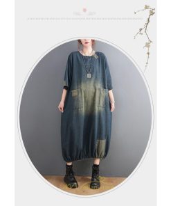 デニムワンピース | ロングワンピース レディース 長袖 ゆったり 大きいサイズ 体型カバー かわいい 藍 ロング丈 20代30代40代50代 ポケット