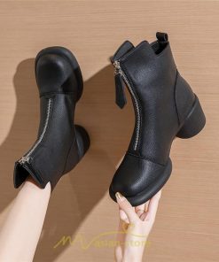 ショートブーツ | ブーツ レディース 厚底靴 疲れない 歩きやすい おしゃれ ファスナー 美脚 太ヒール カジュアル 通勤 高級感 個性的 通学 お出かけ 旅行